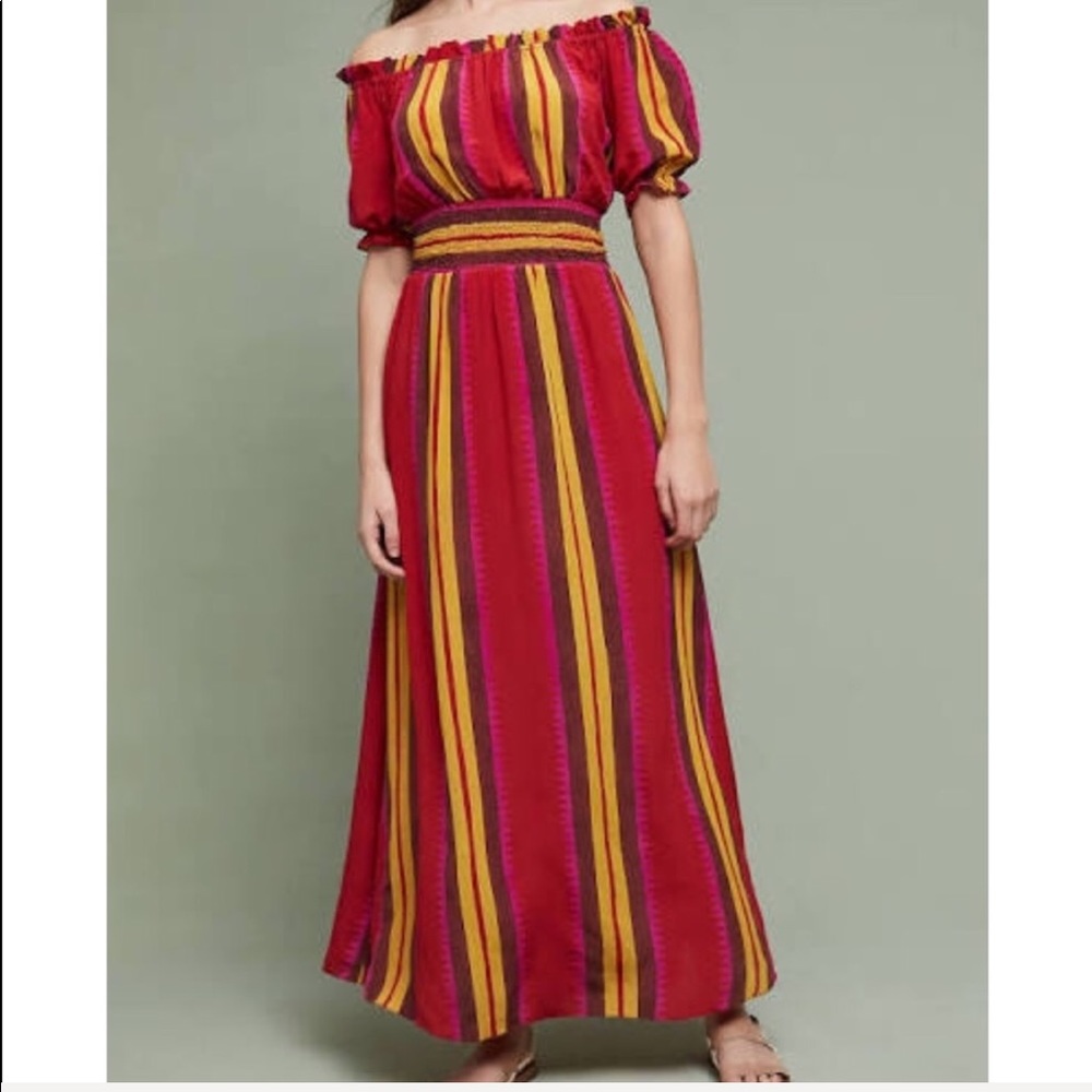 Anthropologie Tesni maxi dress Beautiful red striped pattern Size Small